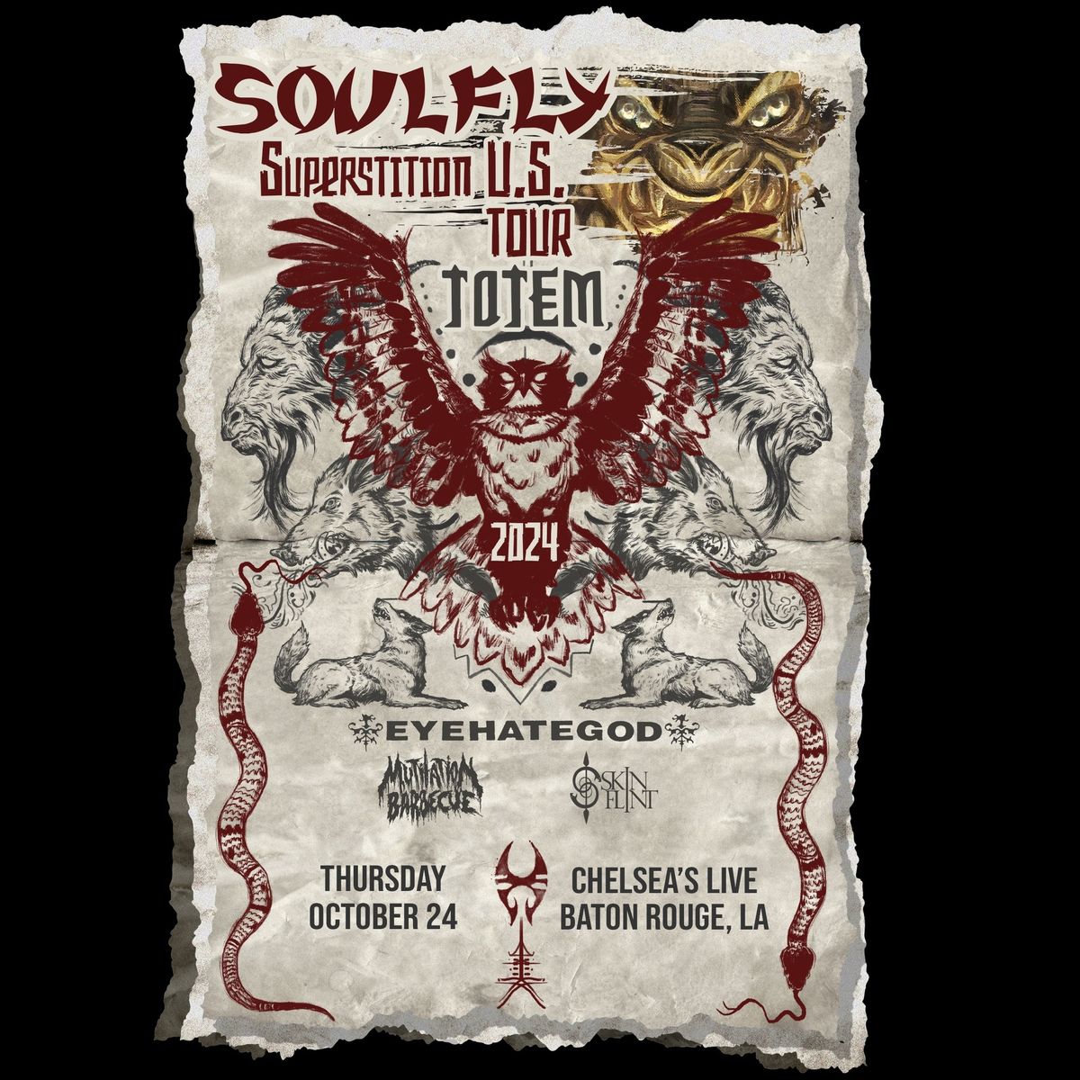 Soulfly with Eyehategod, Mutilation Barbecue and Skin Flint at Chelsea\u2019s Live 