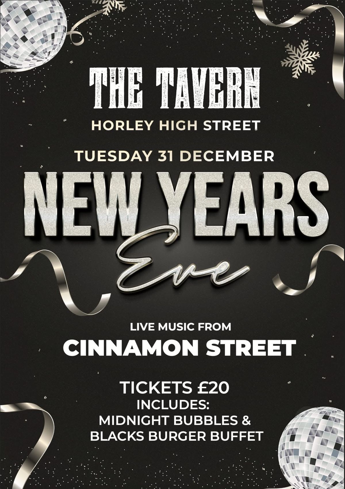 NYE Party at the Tavern in Horley!!