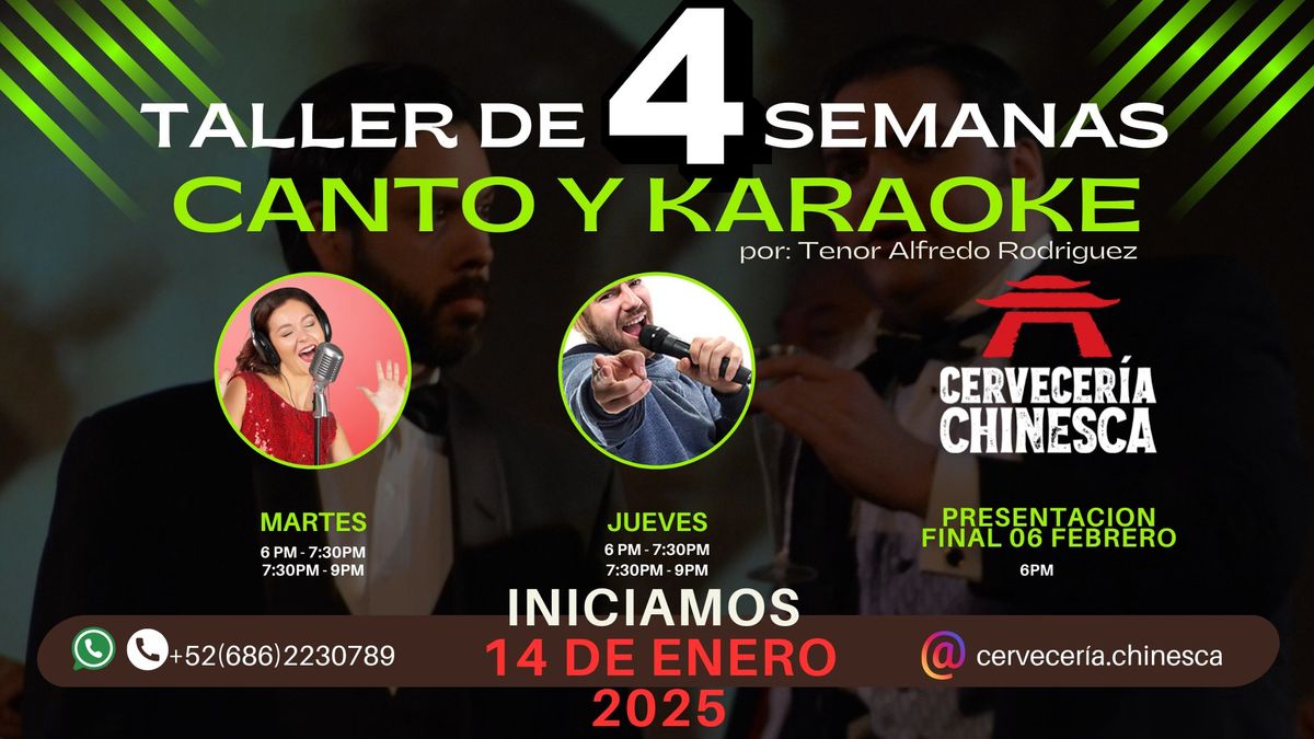 Taller de Canto\ud83c\udfb5& Karaoke \ud83c\udfa4: 4 semanas