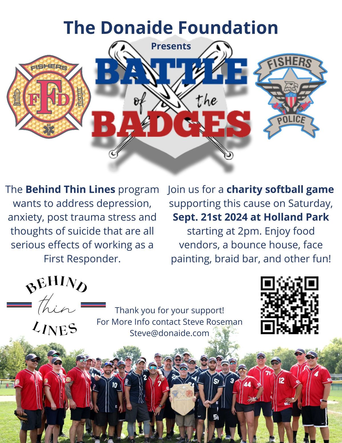 Battle of the Badges: Fishers Fire vs Police Charity Softball Game + Activities (familiy friendly)