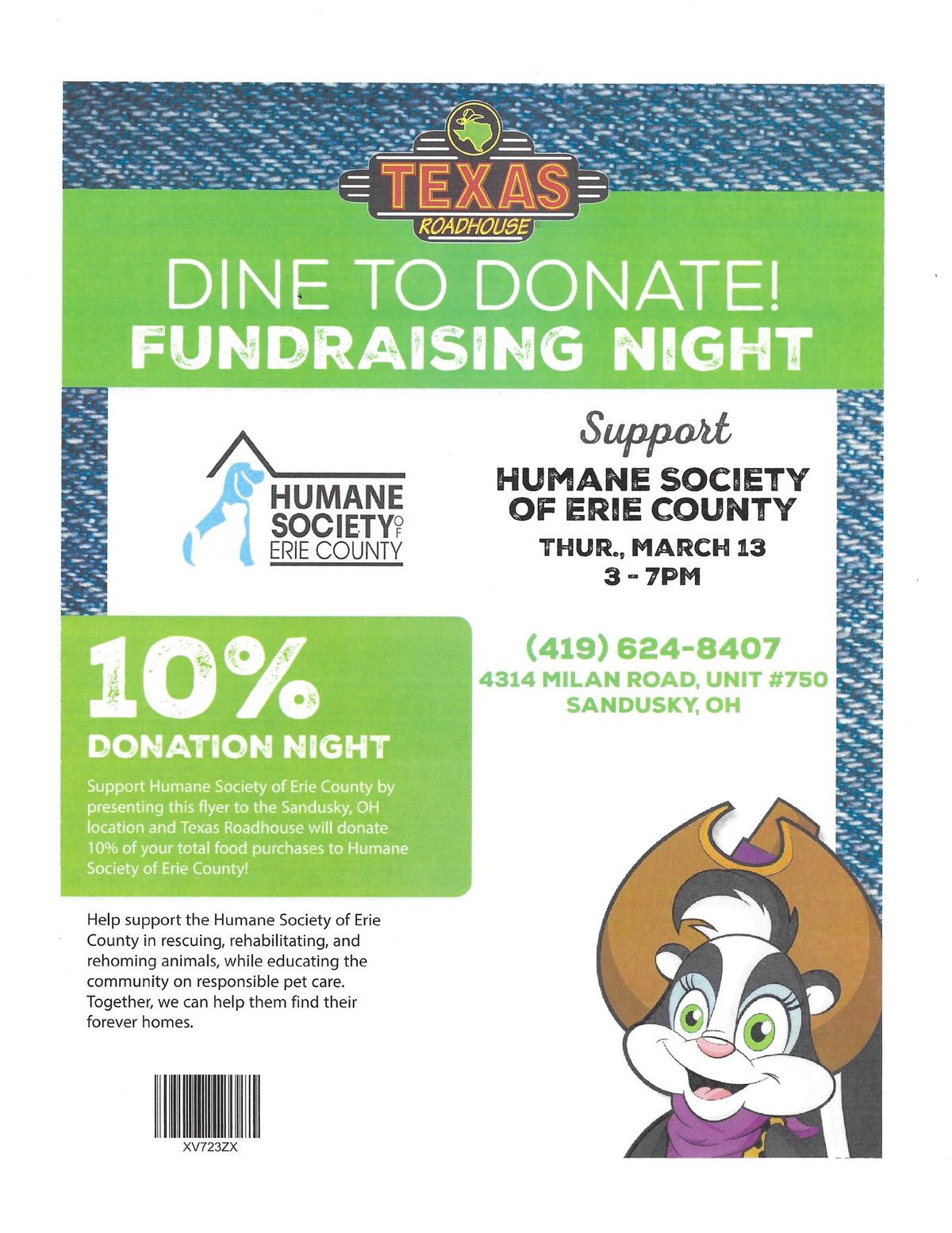 Texas Roadhouse Dine to Donate Fundraiser