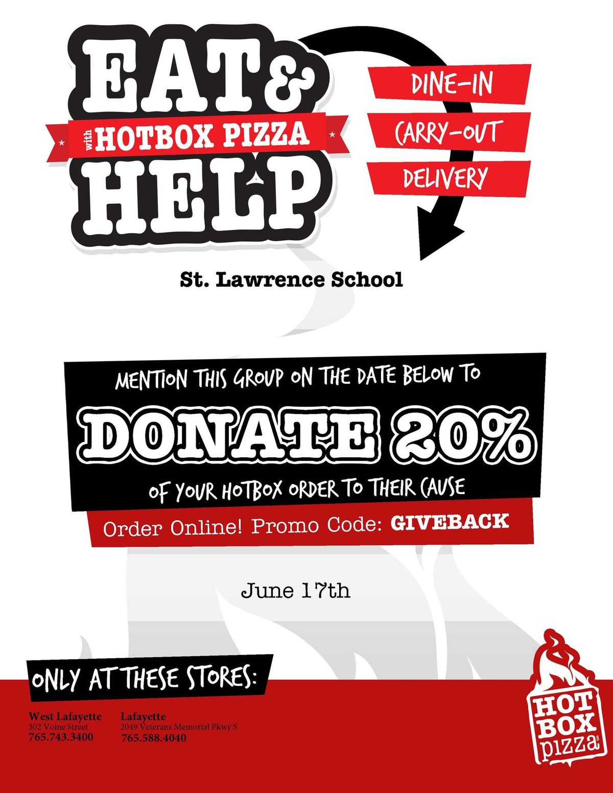 Hot Box Pizza Fundraiser