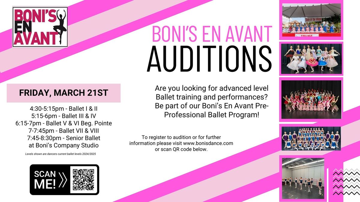 Boni's En Avant Pre-Professional Ballet Company Auditions