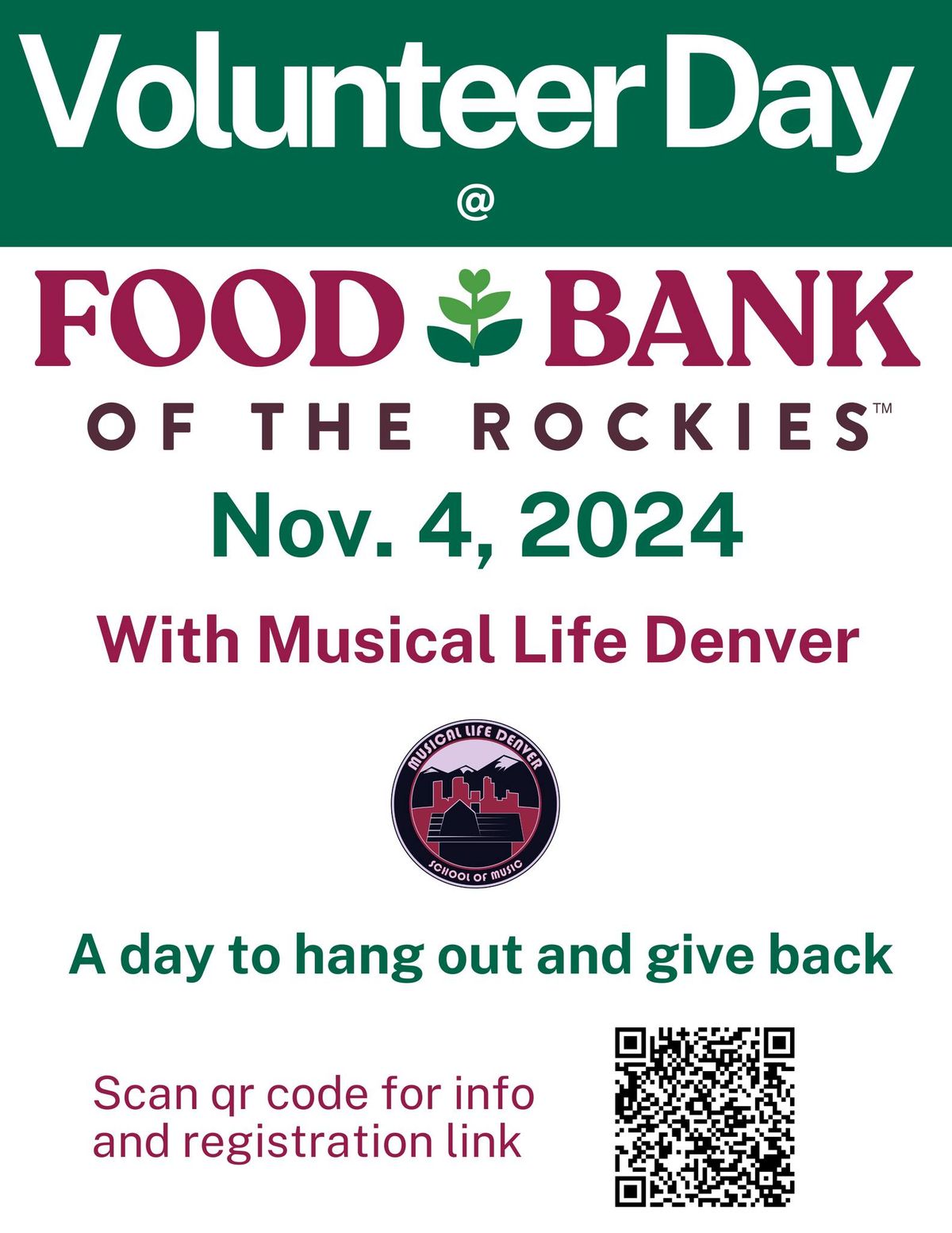 Volunteer Day at Food Bank Of The Rockies with Musical Life Denver!