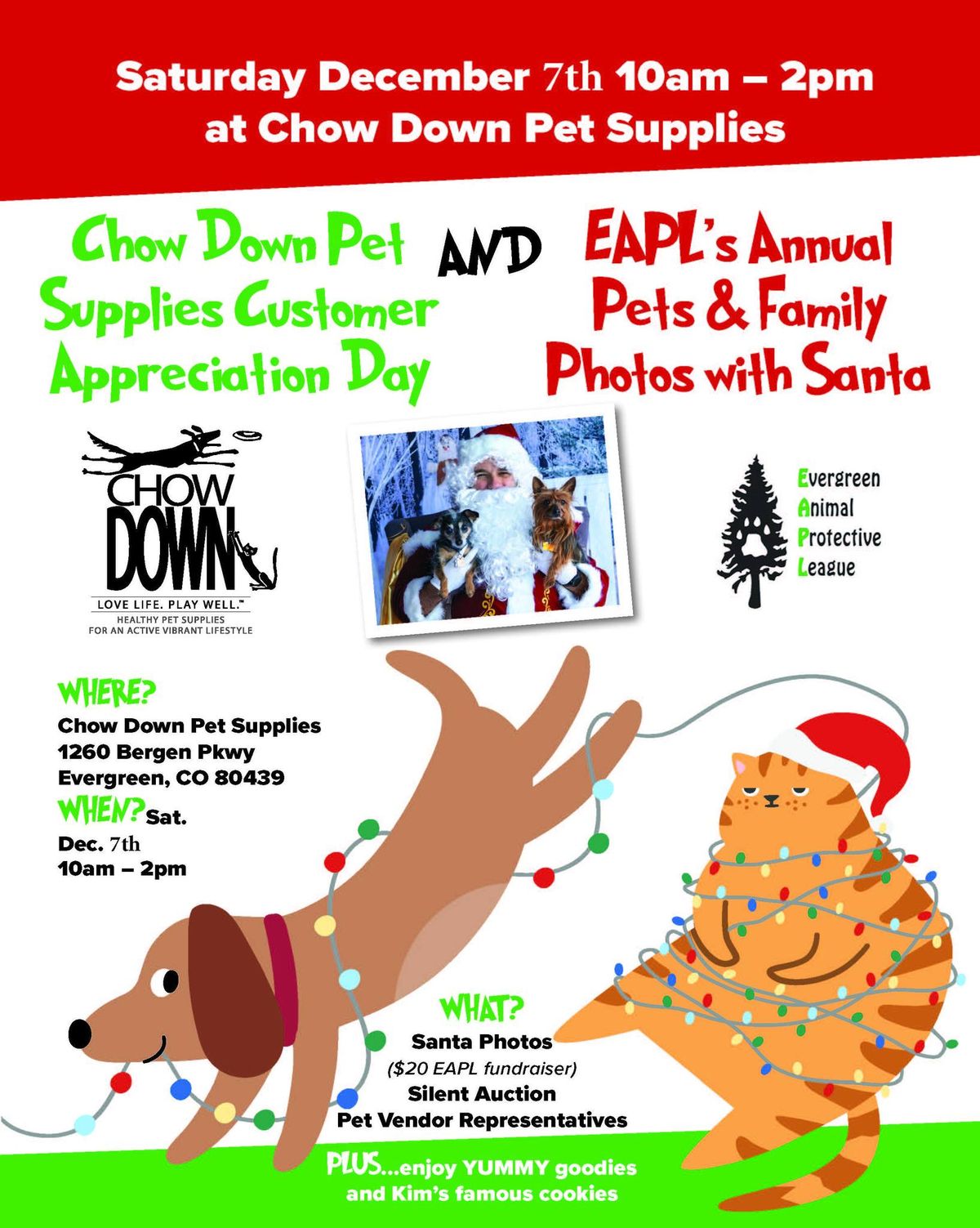 Chow Down Pet Supplies Customer Appreciation Day & EAPL Photos with Santa - Dec 7th, 2024