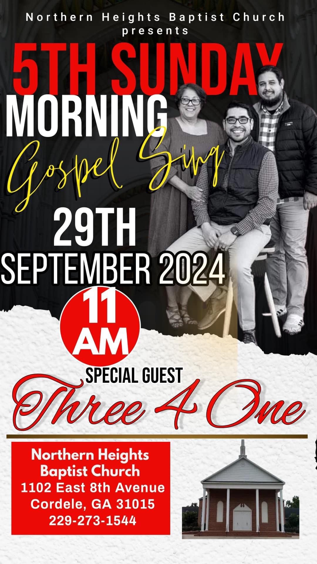 5th Sunday Sing with Three 4 One