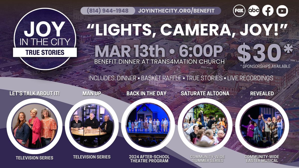 "Lights, Camera, Joy!" a Benefit Dinner for Joy In The City