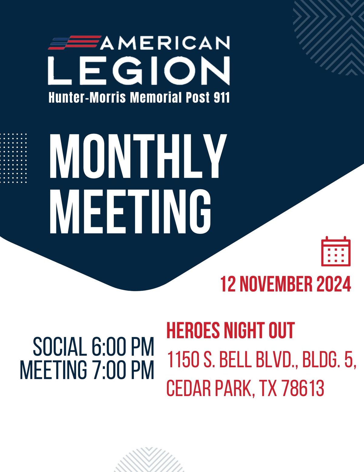 Monthly Social and Meeting