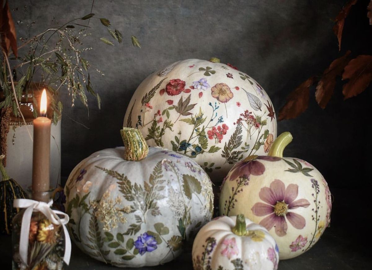 Pressed Flower Pumpkins with Reno Arches