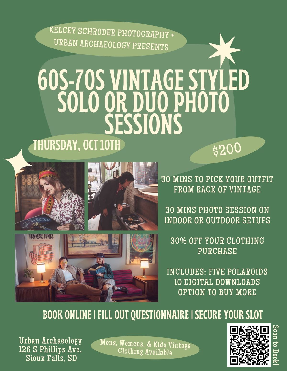 60s-70s Vintage Styled Solo\/Duo Photo Sessions