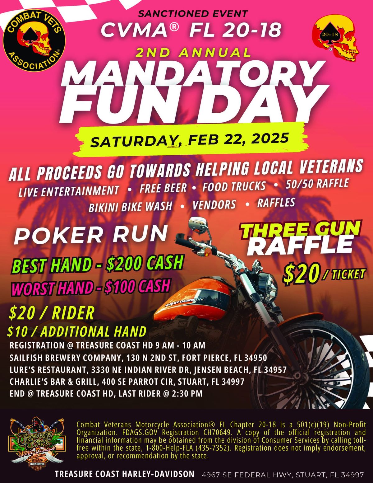 CVMA\u00ae FL 20-18, 2nd Annual Mandatory Fun Day Poker Run (Sanctioned Event)