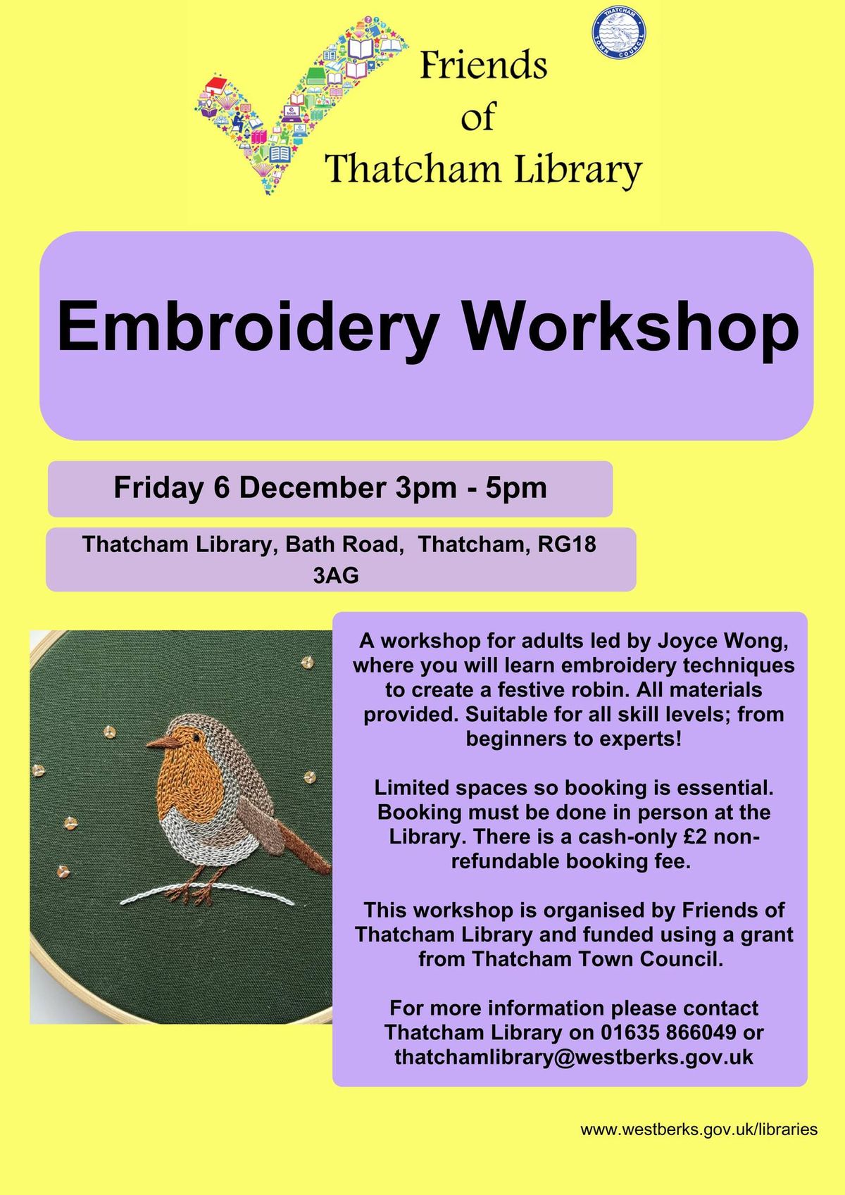 Embroidery Workshop at Thatcham Library