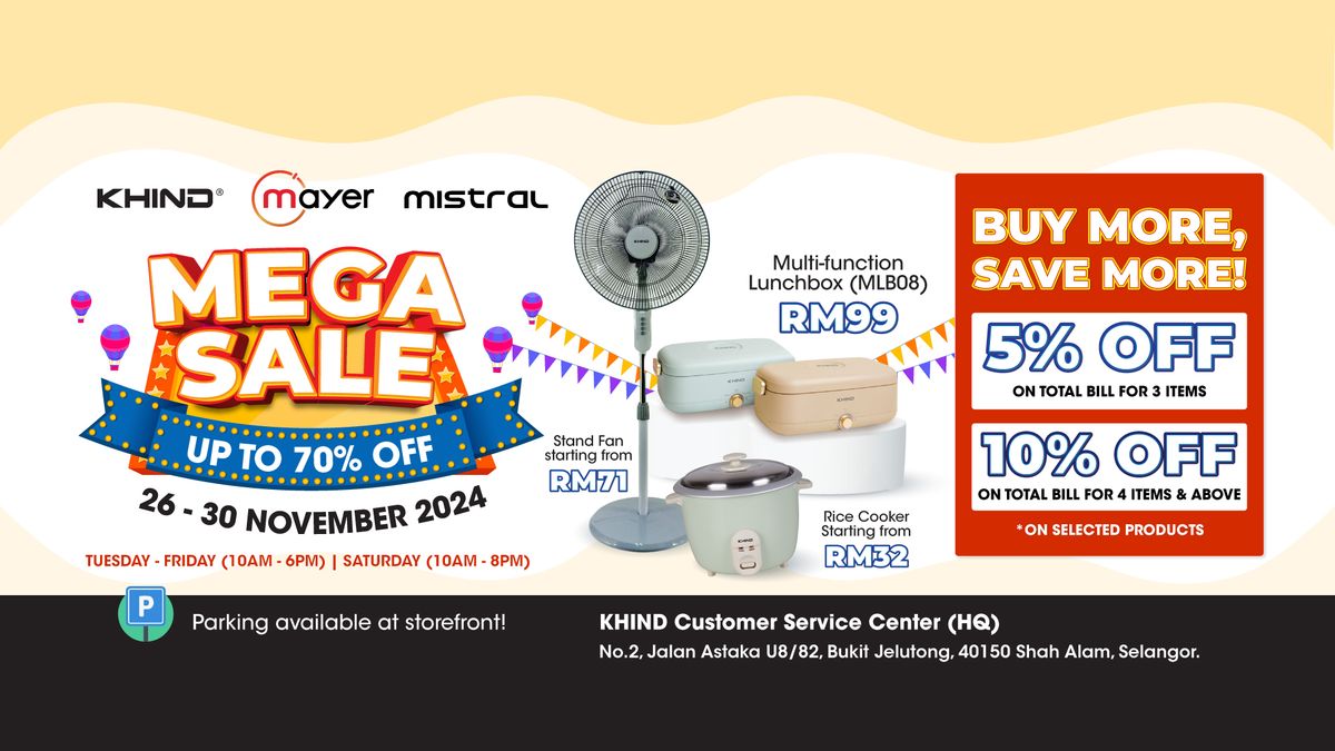 MEGA SALE @ KHIND Customer Service Center (26-30 Nov)