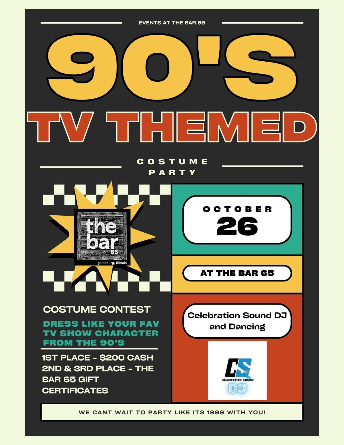 90\u2019s TV Theme Costume, DJ & Dancing Night