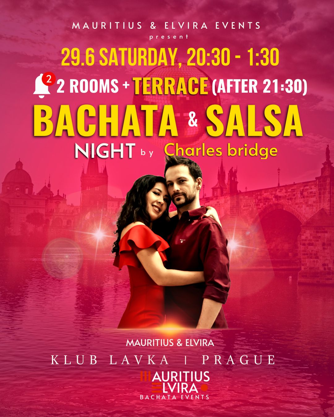 Summer Bachata & Salsa by Charles Bridge (with Outdoor terrace)