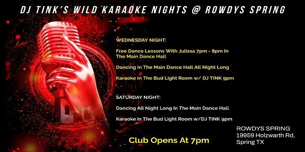 DJ TINK'S WILD WEDNESDAY KARAOKE @ ROWDYS SPRING