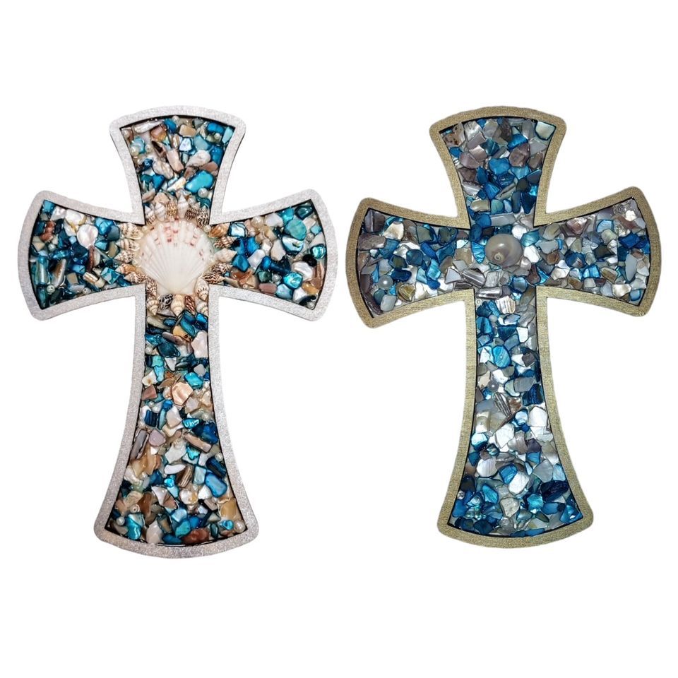 Shell\/Seaglass Cross \u2013 3\/20 - $25 EA OR $45 for 2