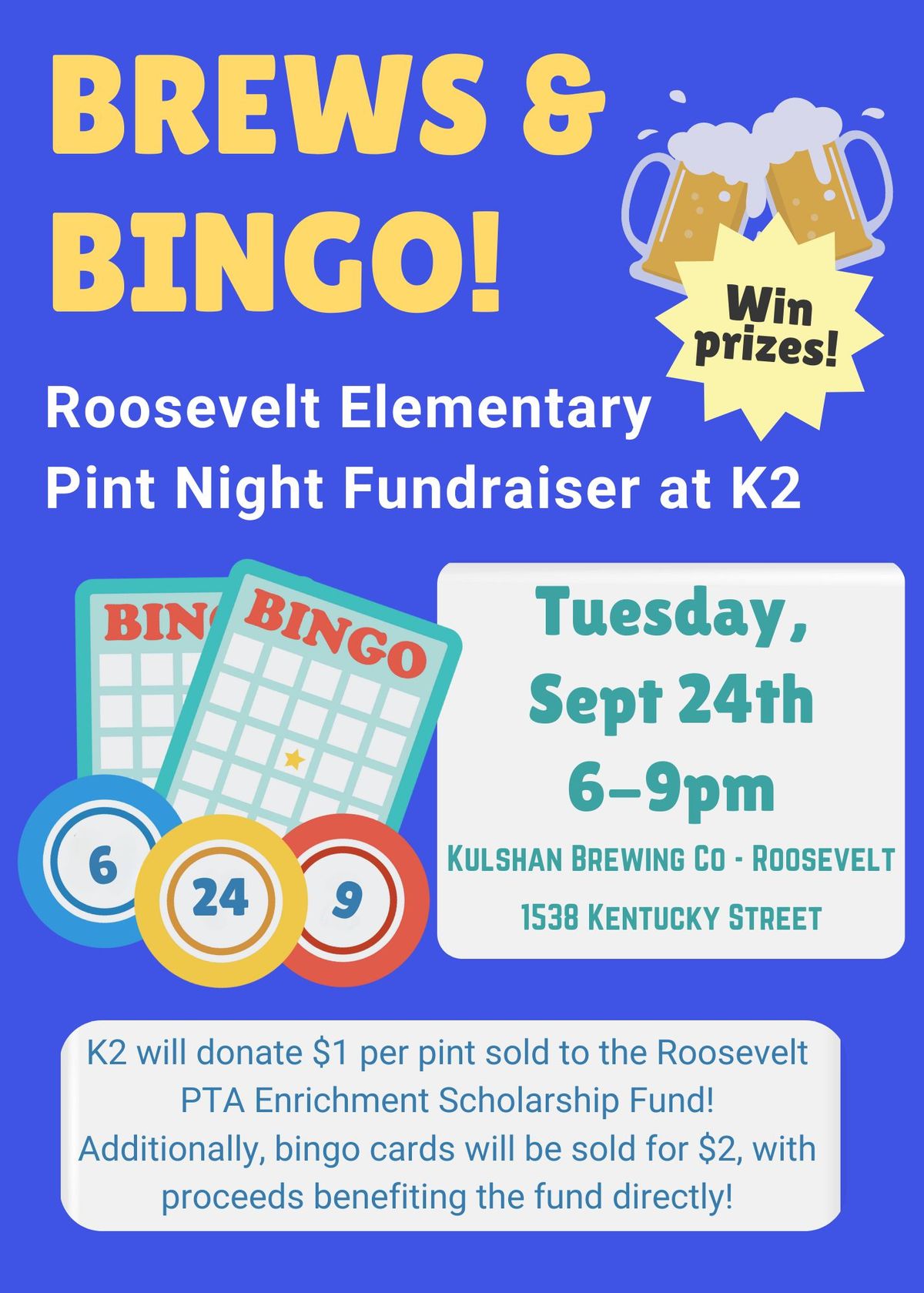 Roosevelt Elementary Bingo & Pint Night Fundraiser at K2