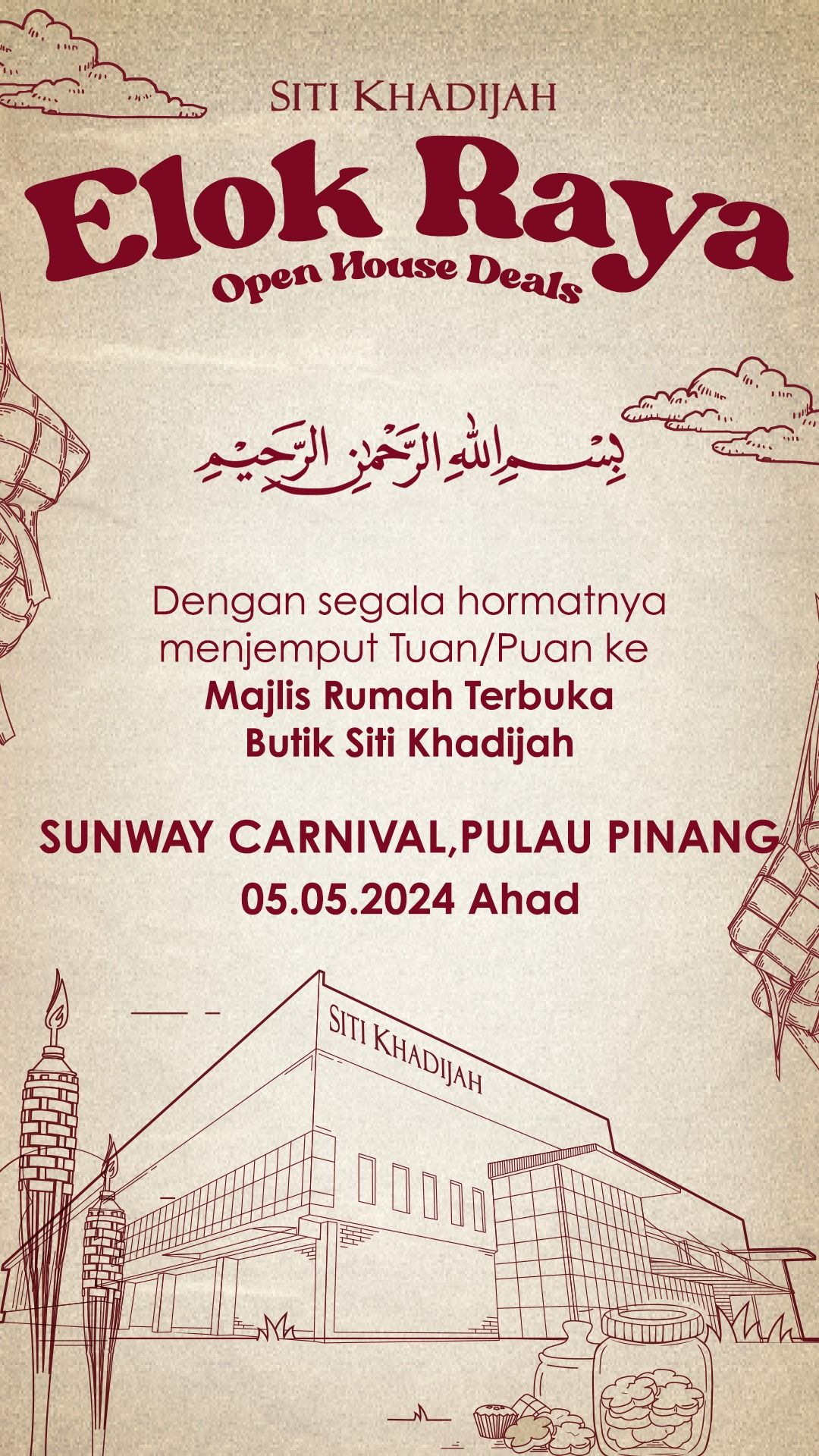 MAJLIS RUMAH TERBUKA BUTIK SITI KHADIJAH SUNWAY CARNIVAL MALL, PULAU PINANG.