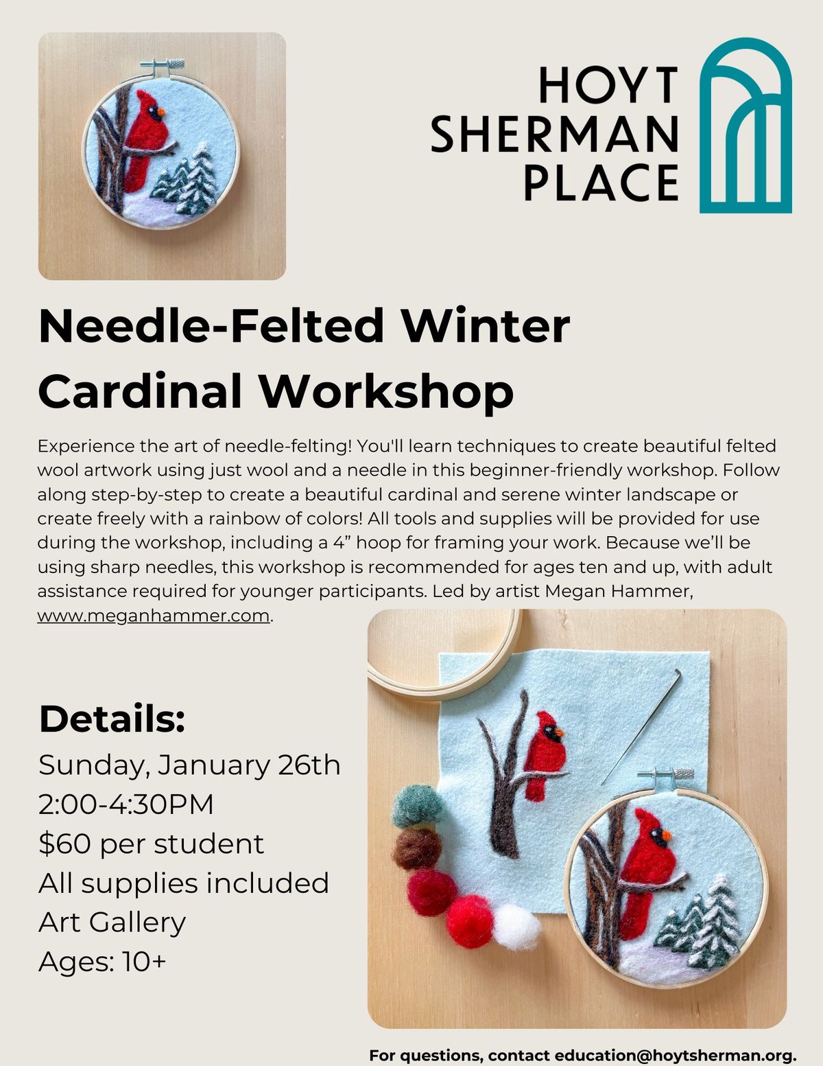 Class: Needle-Felted Winter Cardinal Workshop