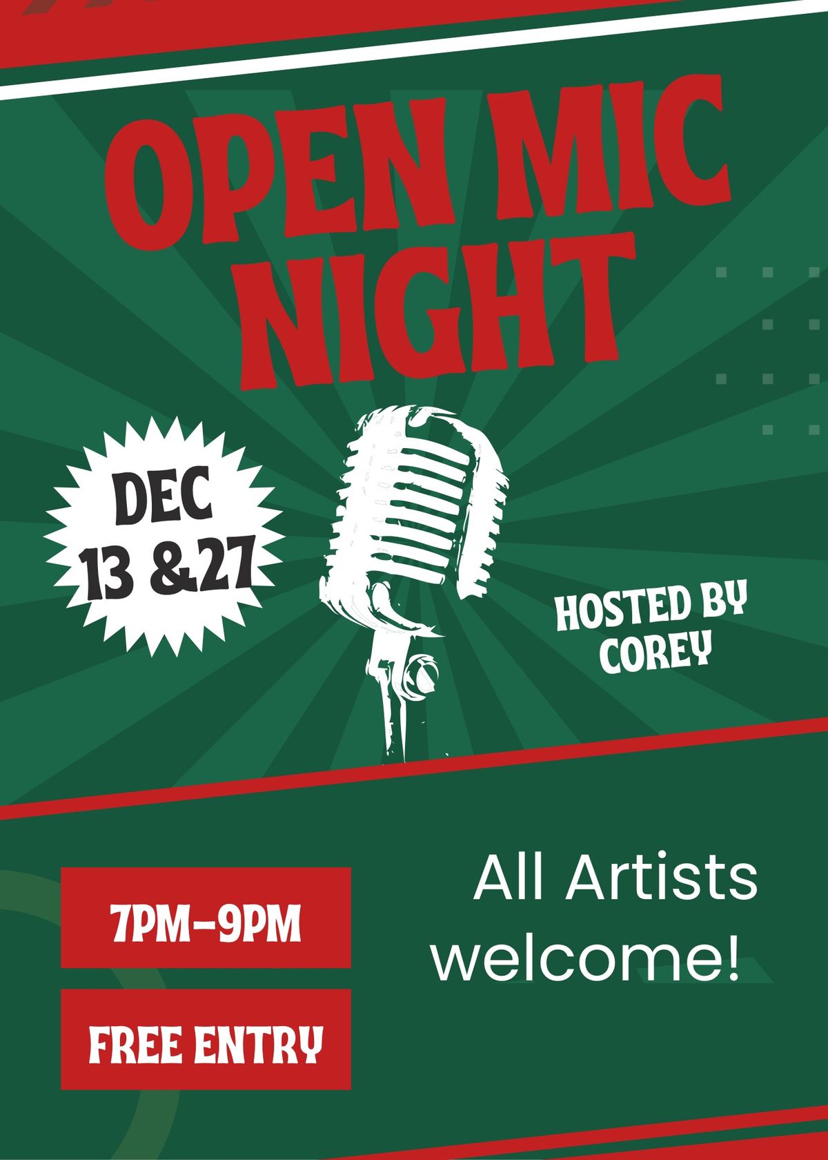 ALL ARTIST OPEN MIC NIGHT AT DTK Hosted by Corey