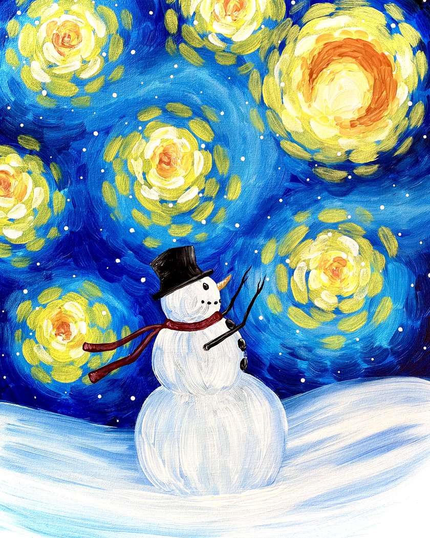 Sip & Paint 'Starry Night Snowman' with us!