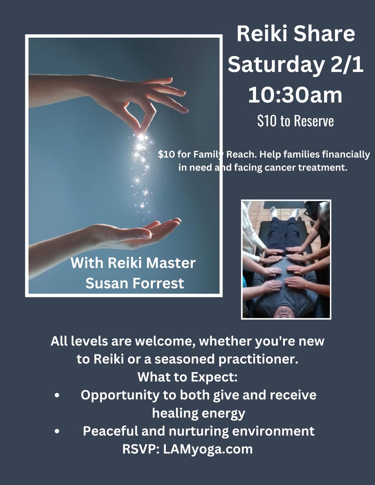 Reiki Share at LAM Yoga with Reiki Master Susan Forrest