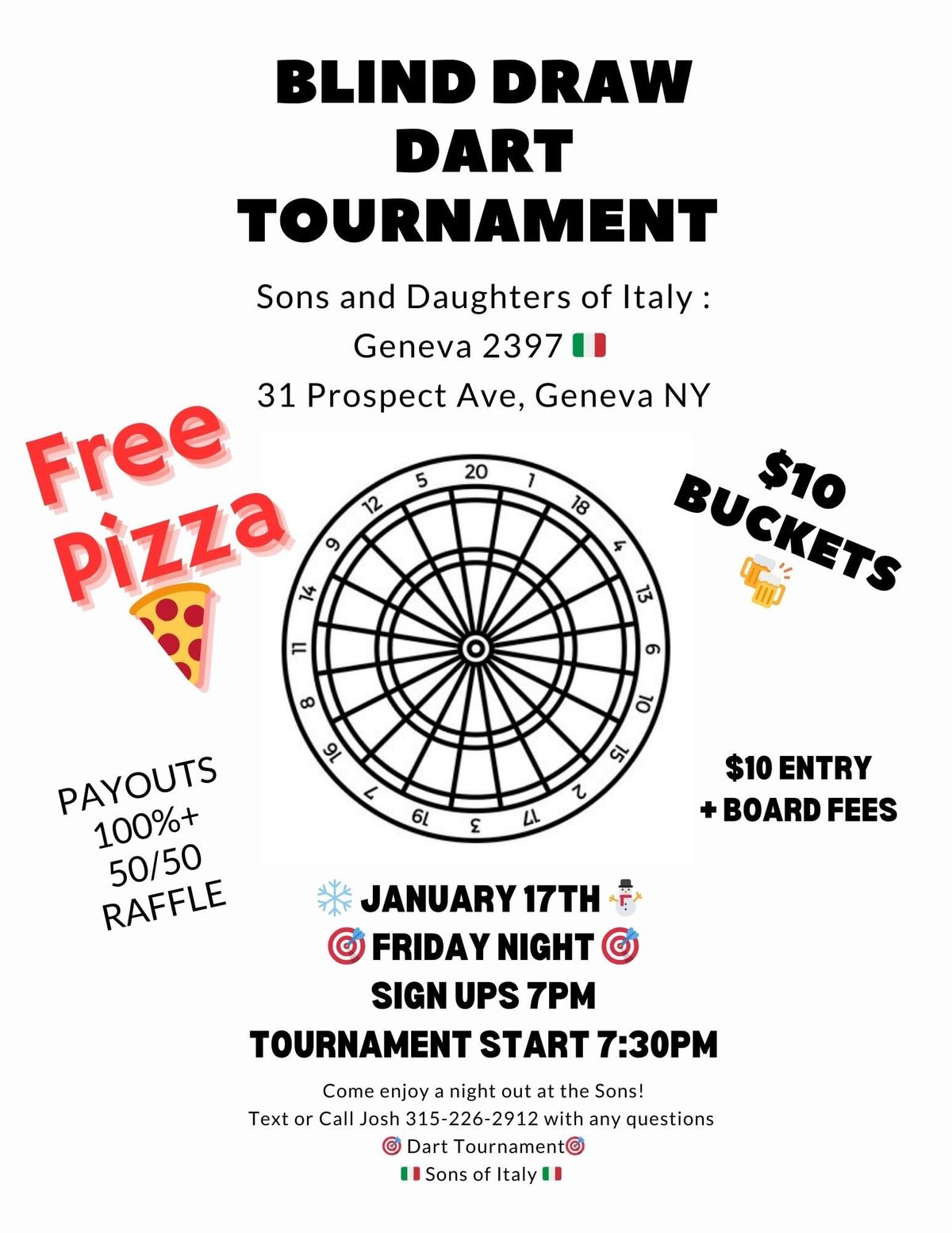 \ud83c\udfaf \ud83c\uddee\ud83c\uddf9 Sons of Italy \ud83c\uddee\ud83c\uddf9 \ud83c\udfaf Friday Night Dart Tournament 