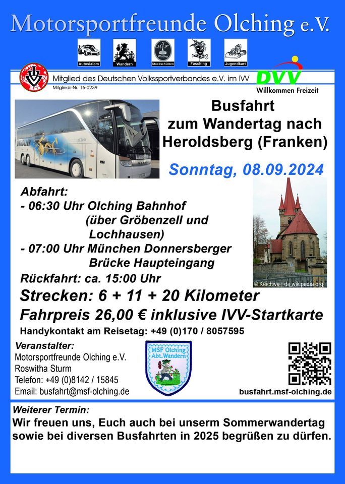 Busfahrt zum Wandertag nach Heroldsberg