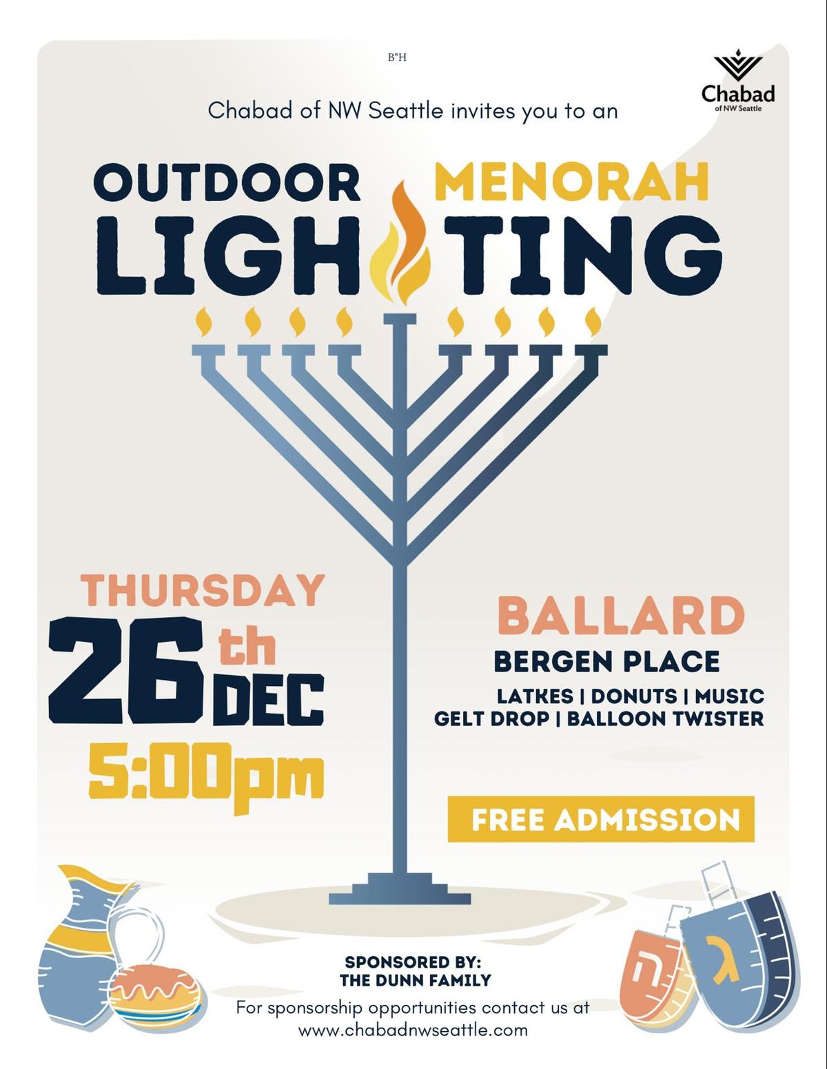 Chanukah Menorah Lighting in Ballard