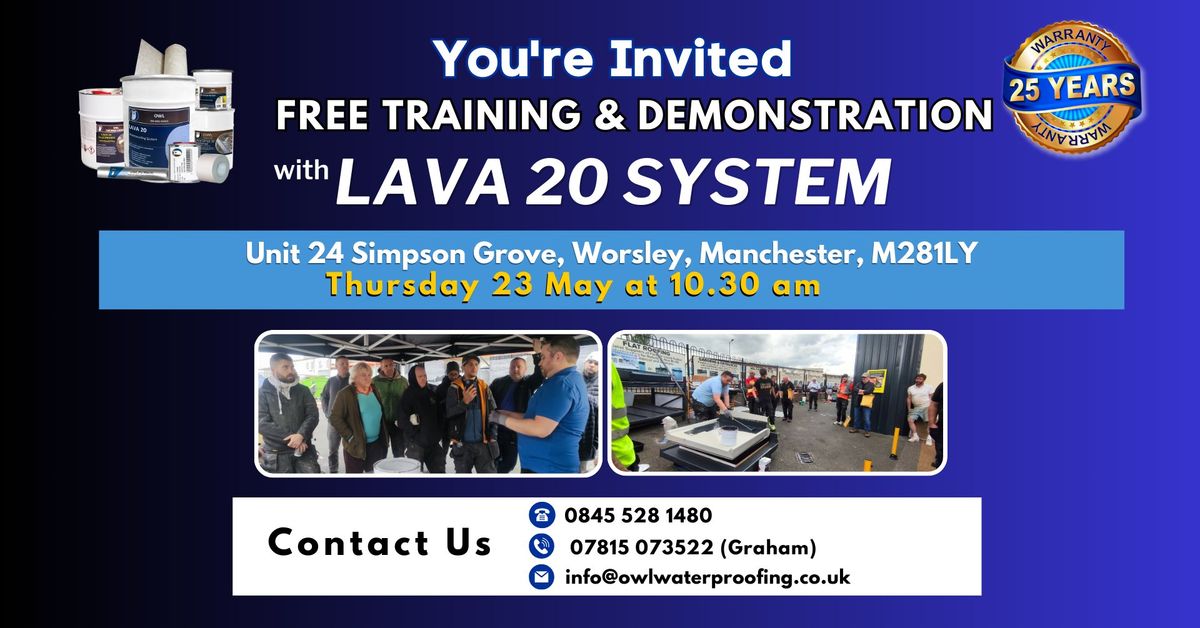 Free Training & Demonstration - Roofing, Waterproofing with Lava 20 System