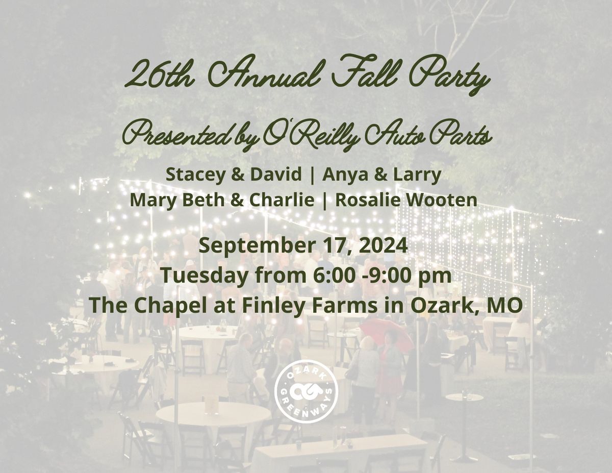 SOLD OUT! 26th Annual Fall Party Presented by O\u2019Reilly Auto Parts