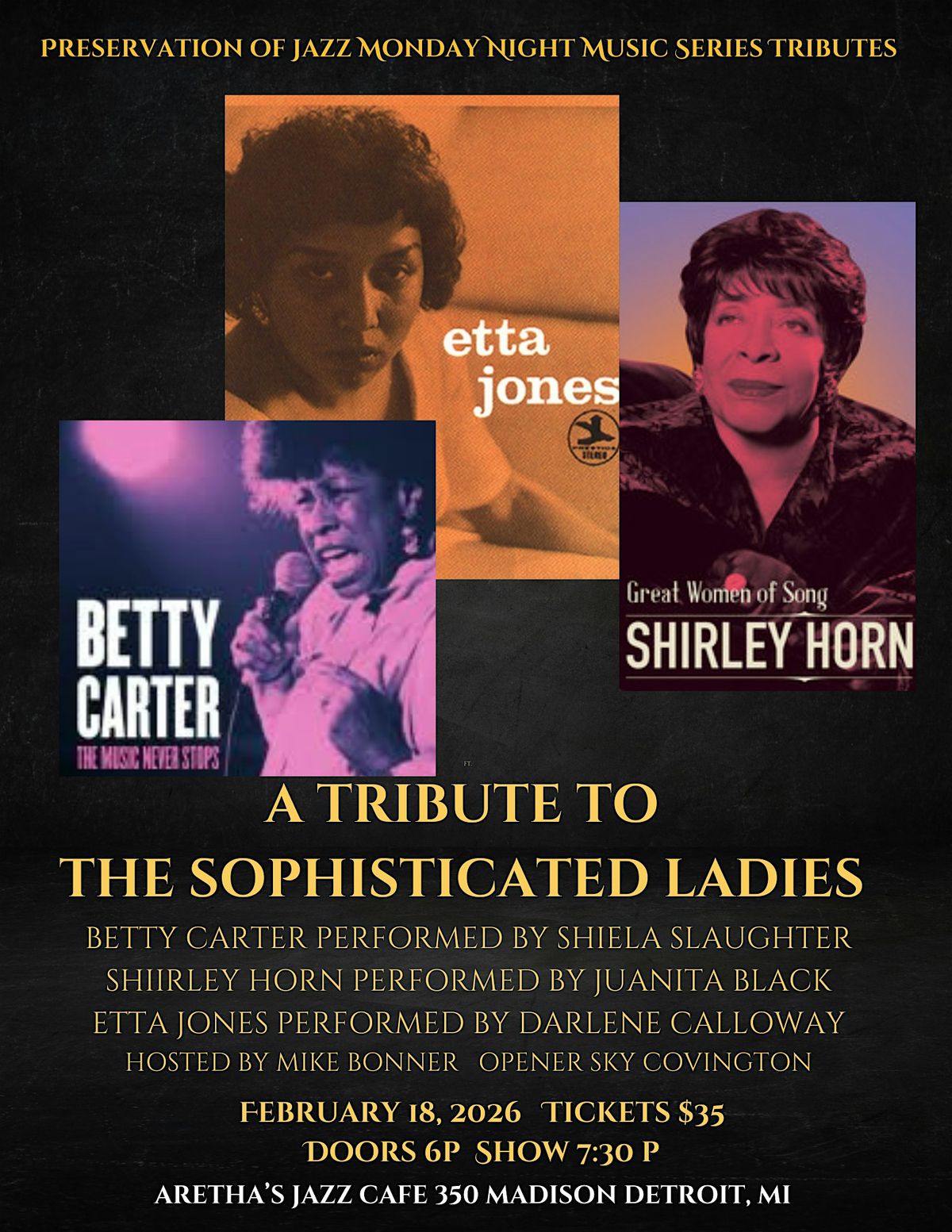 Tribute to the Sophisticated Ladies Betty Carter Shirley Horne & Etta Jones