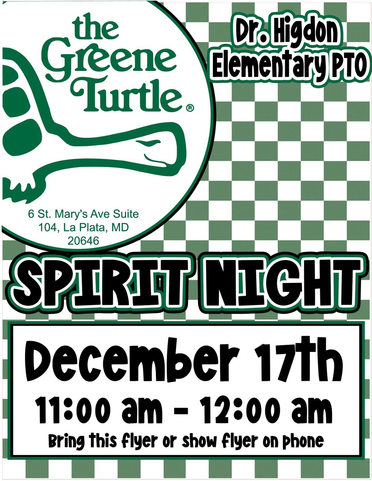 The Greene Turtle Spirit Night