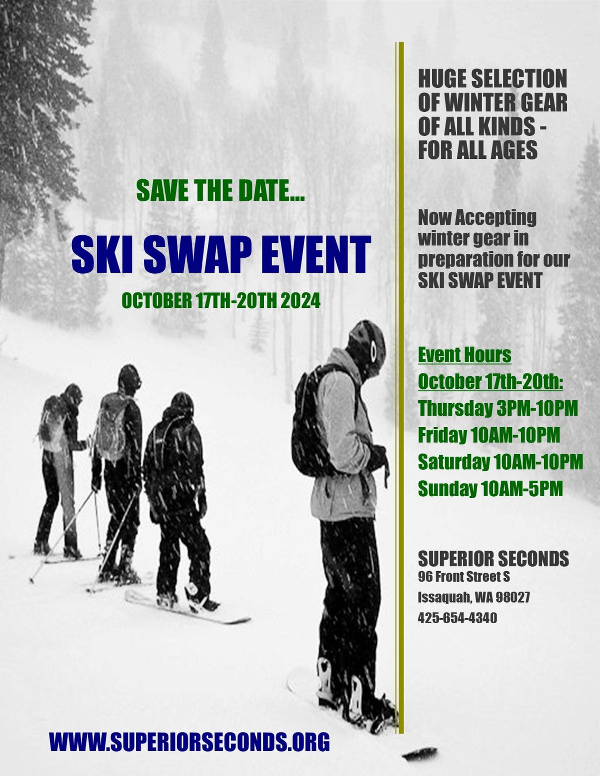 12th Annual Ski Swap Event - Winter Gear of all kinds!