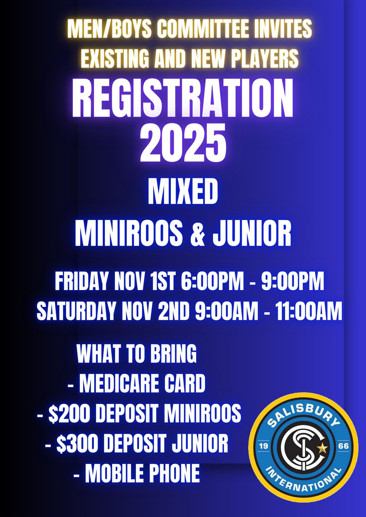 Registration and uniform fitting 2025 season