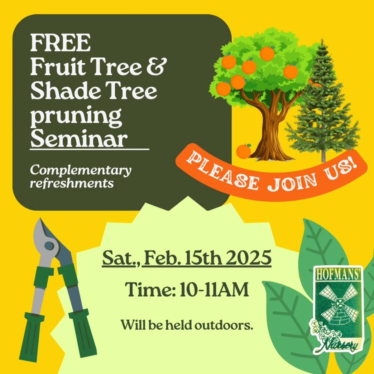 Free shade & fruit tree pruning seminar