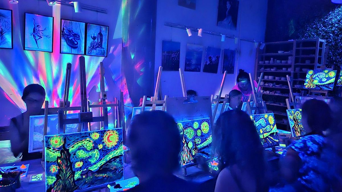 Neon Lights Paint and Sip Class: Van Gogh