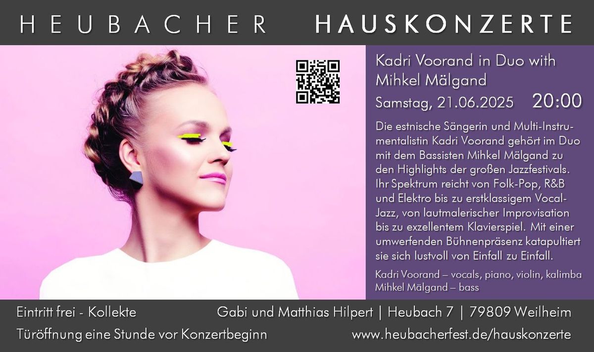 Hauskonzert Nr. 27: Kadri Voorand in Duo with Mihkel M\u00e4lgand