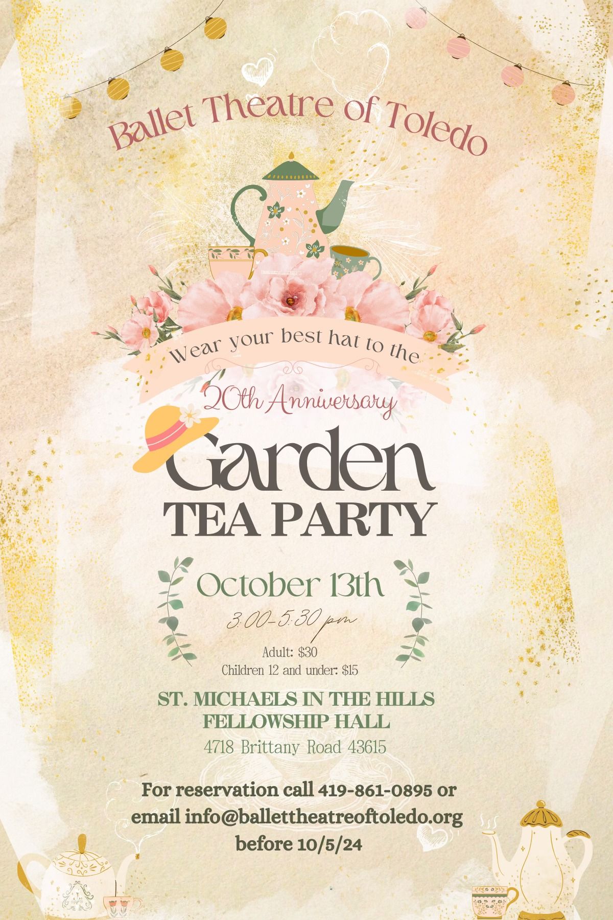 Tea Party fundraiser for BTT's 20th Anniversary Season