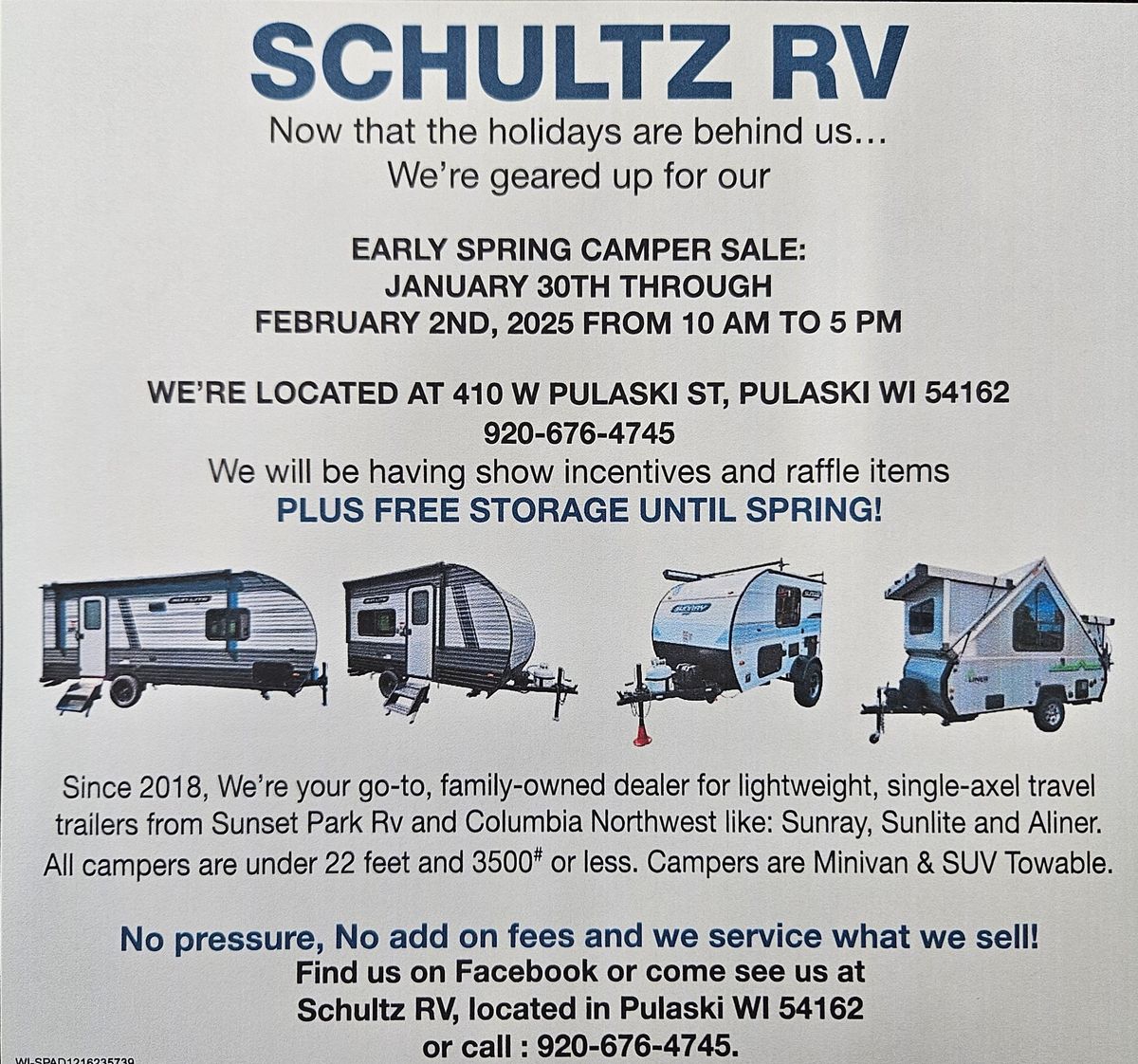 Schultz RV early spring camper sale! 