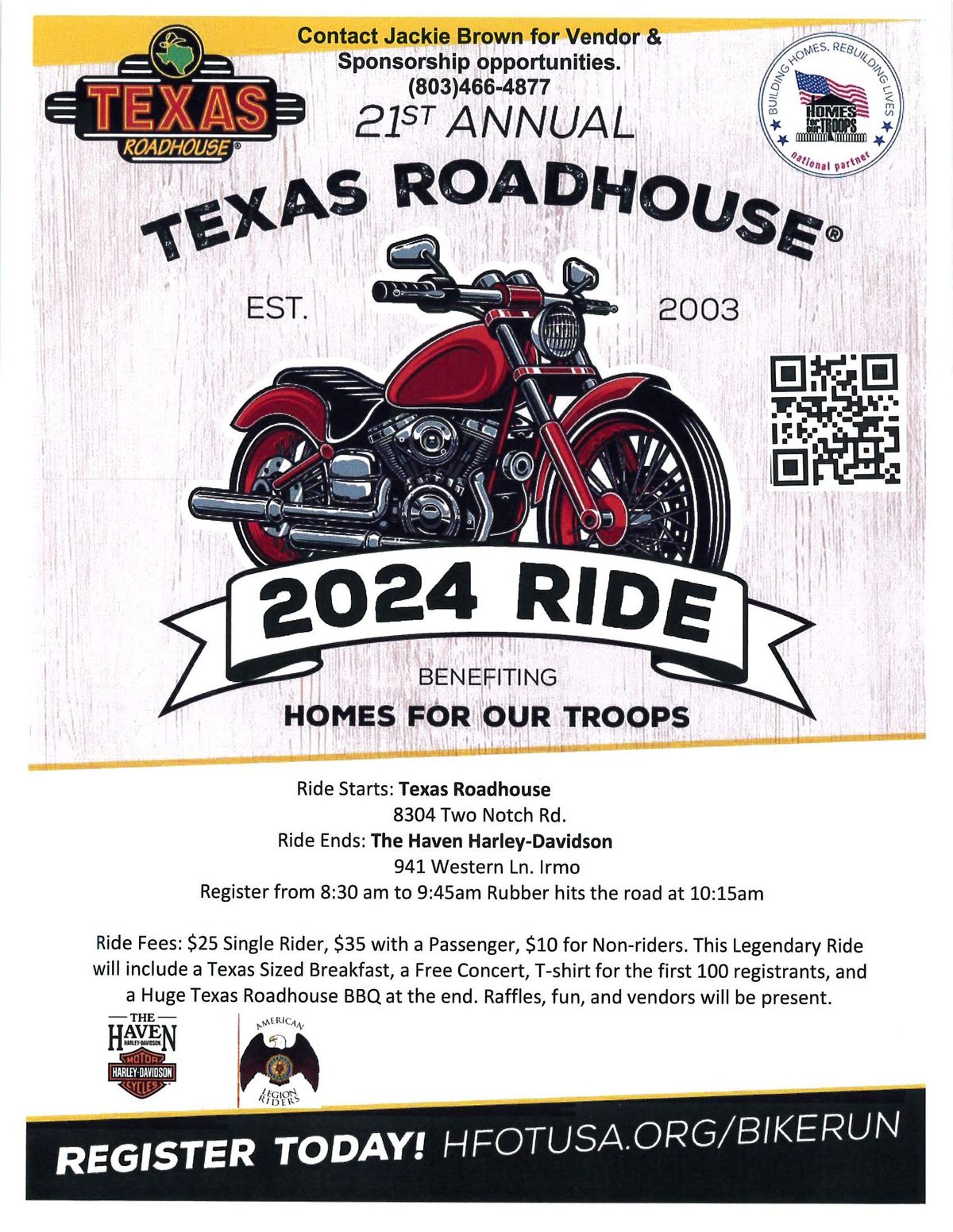 21st Annual Texas Roadhouse Homes for Our Troops Ride