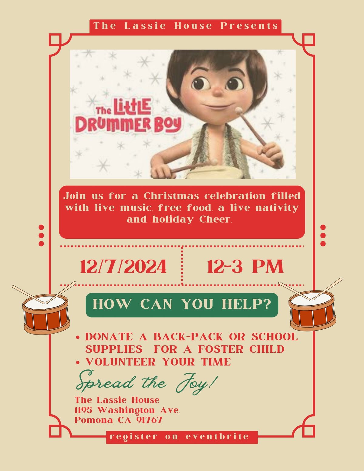 The Lassie House Presents: The Little Drummer Boy Community Christmas Party