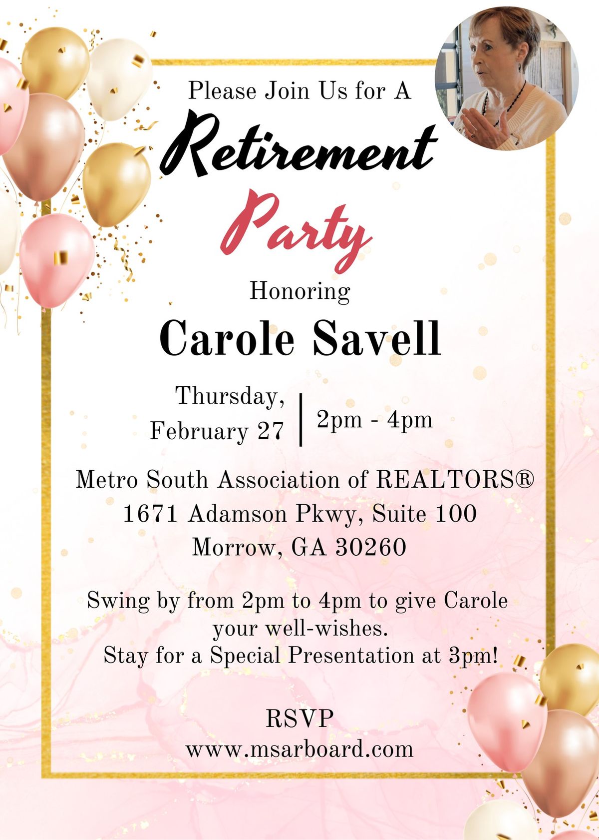 Carole Savell's Retirement Party