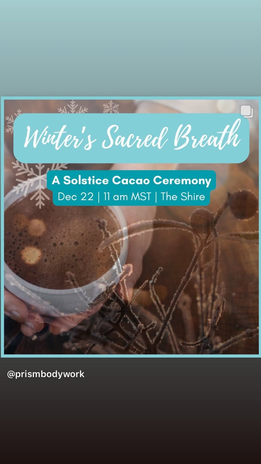 Winter\u2019s Sacred Breath: a solstice cacao & breathwork journey   