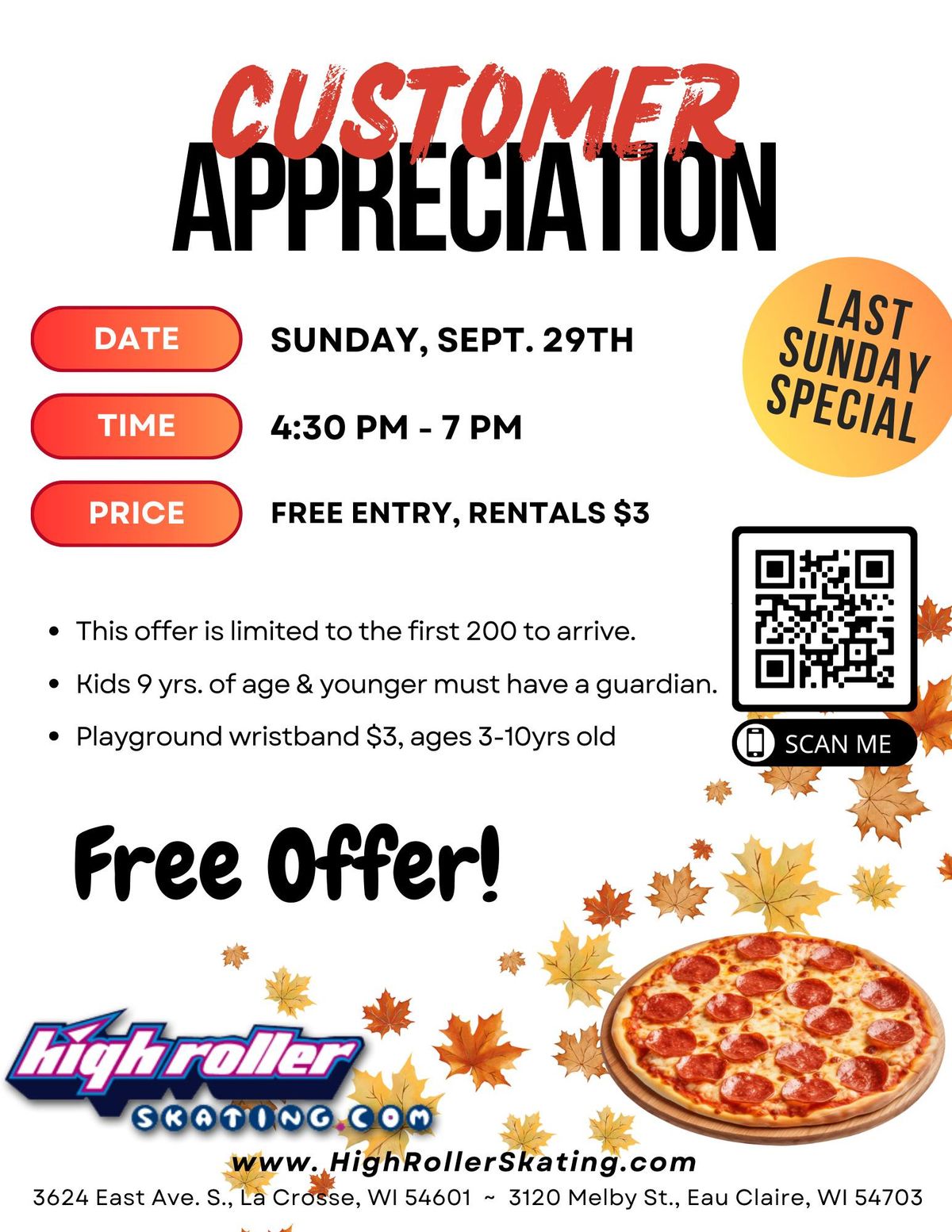 Customer Appreciation Night - Free Roller Skating