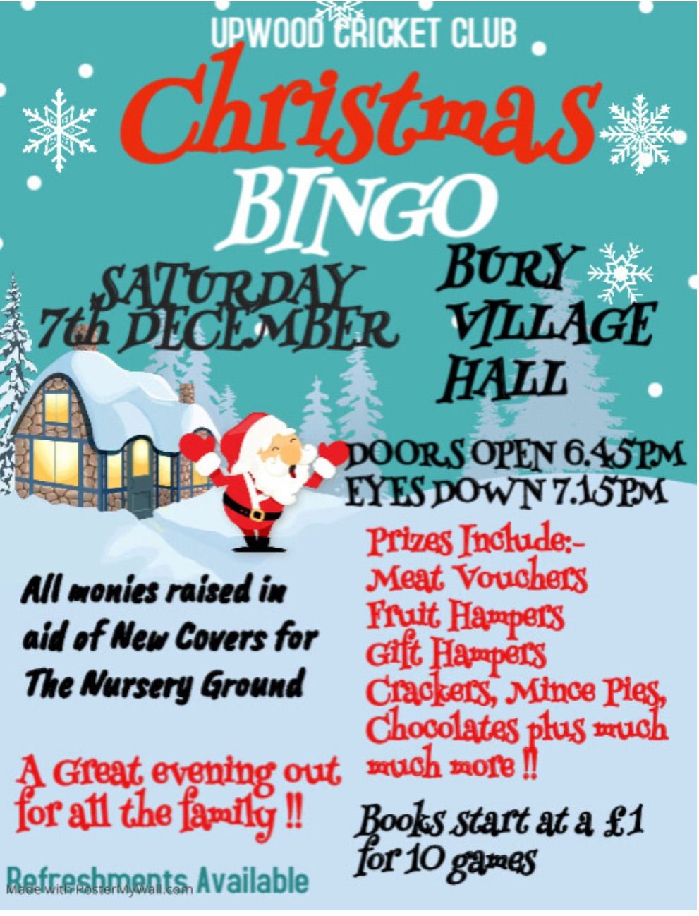 Upwood Cricket Club Christmas Bingo