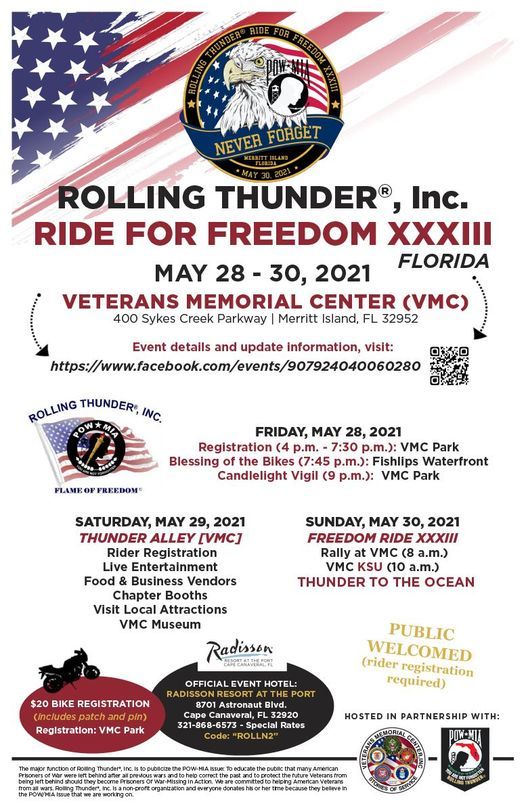 Rolling Thunder® Ride For Freedom XXXIII Florida, Brevard Veterans