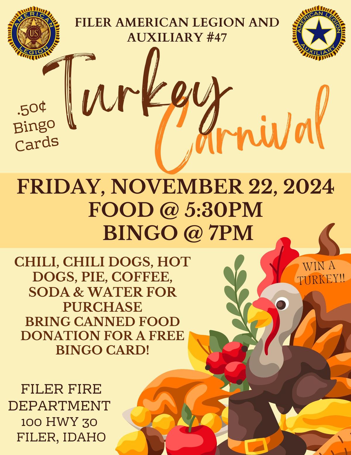 Turkey Carnival Bingo