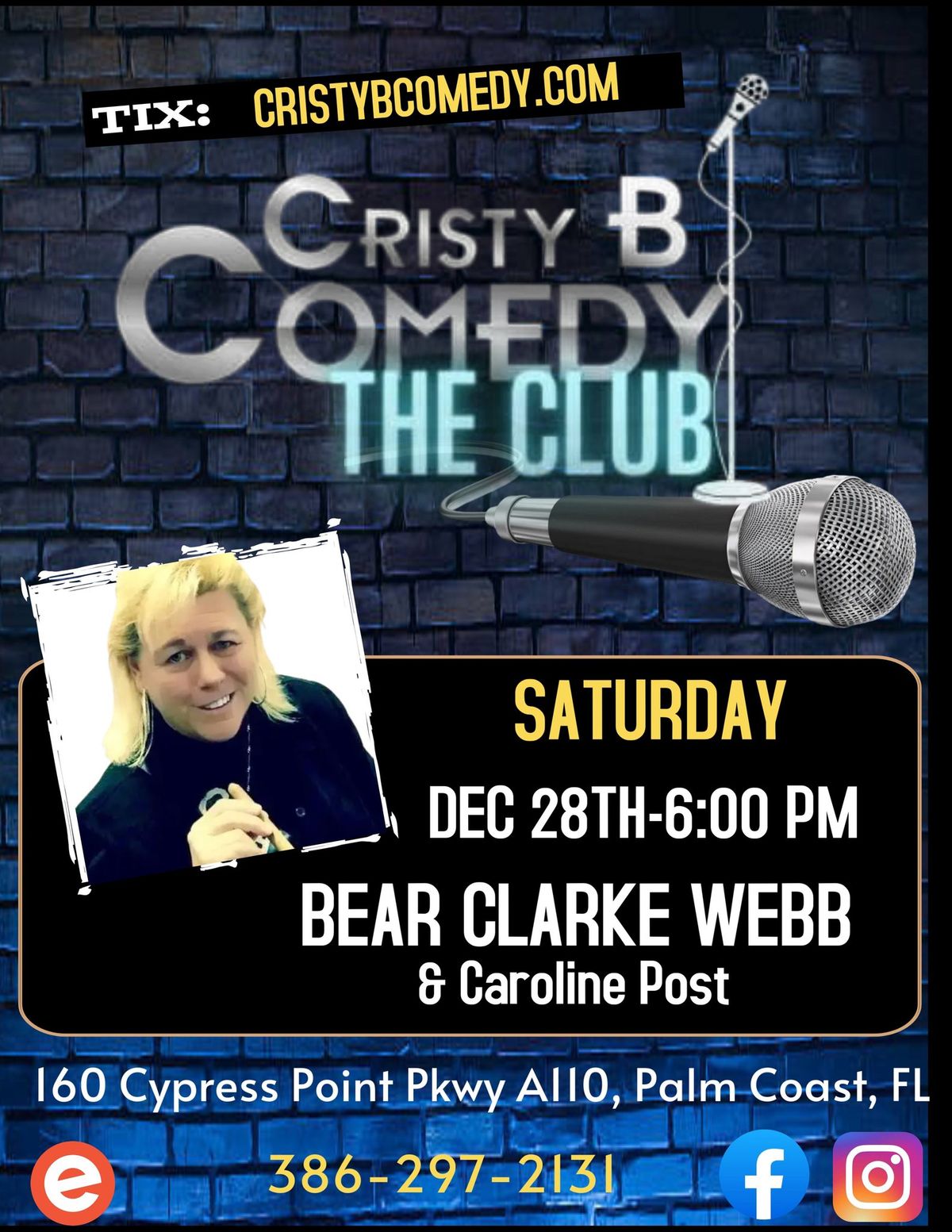 Saturday night Comedy with BEAR CLARKE WEBB-Early Show